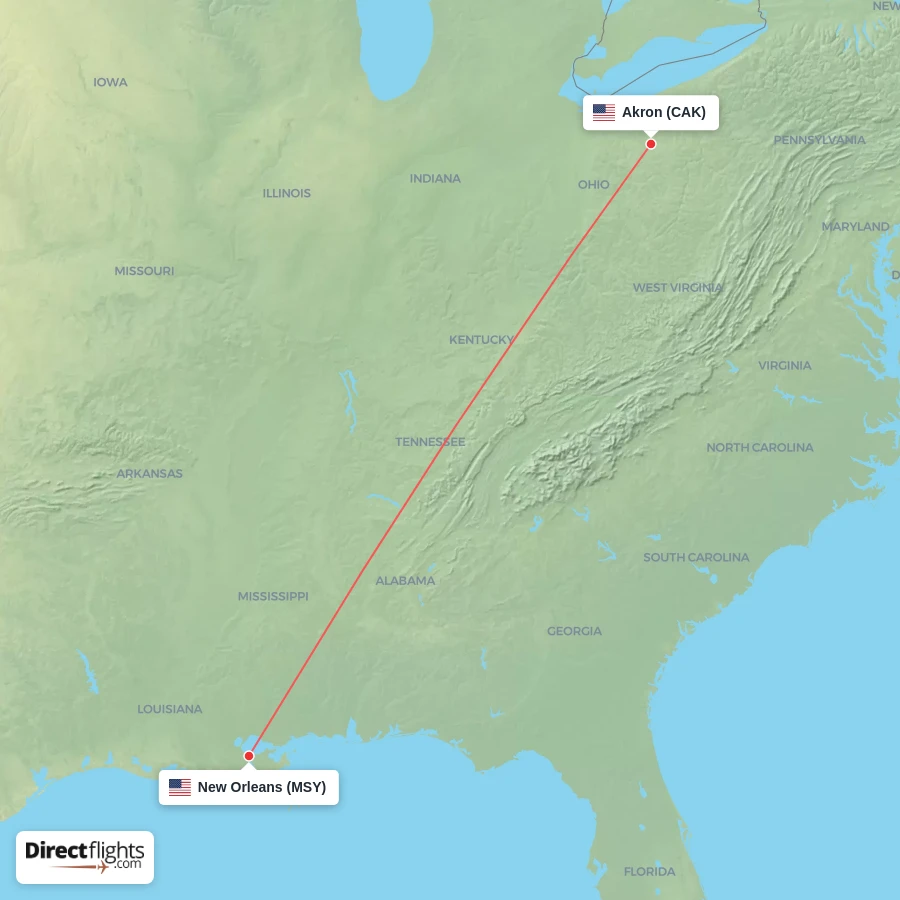 MSY - CAK route map