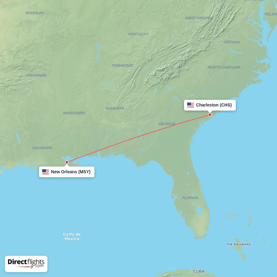 MSY - CHS route map