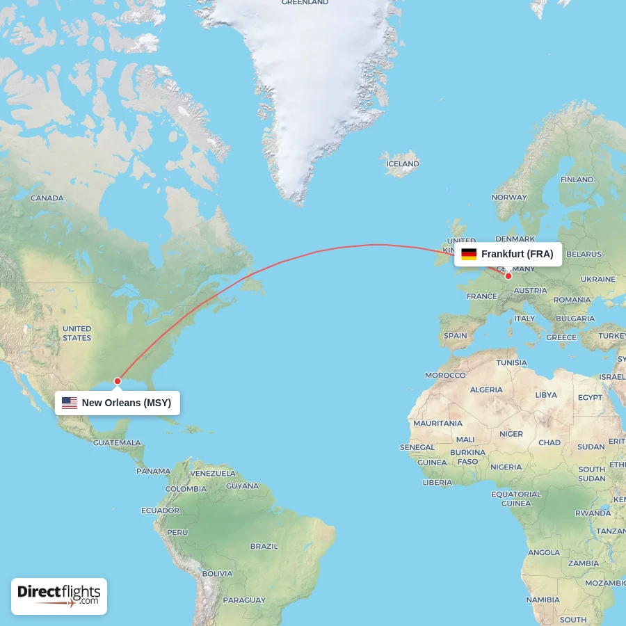 MSY - FRA route map