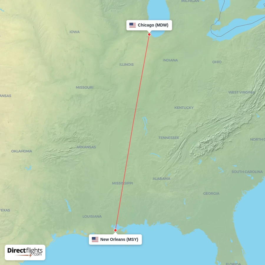 MSY - MDW route map