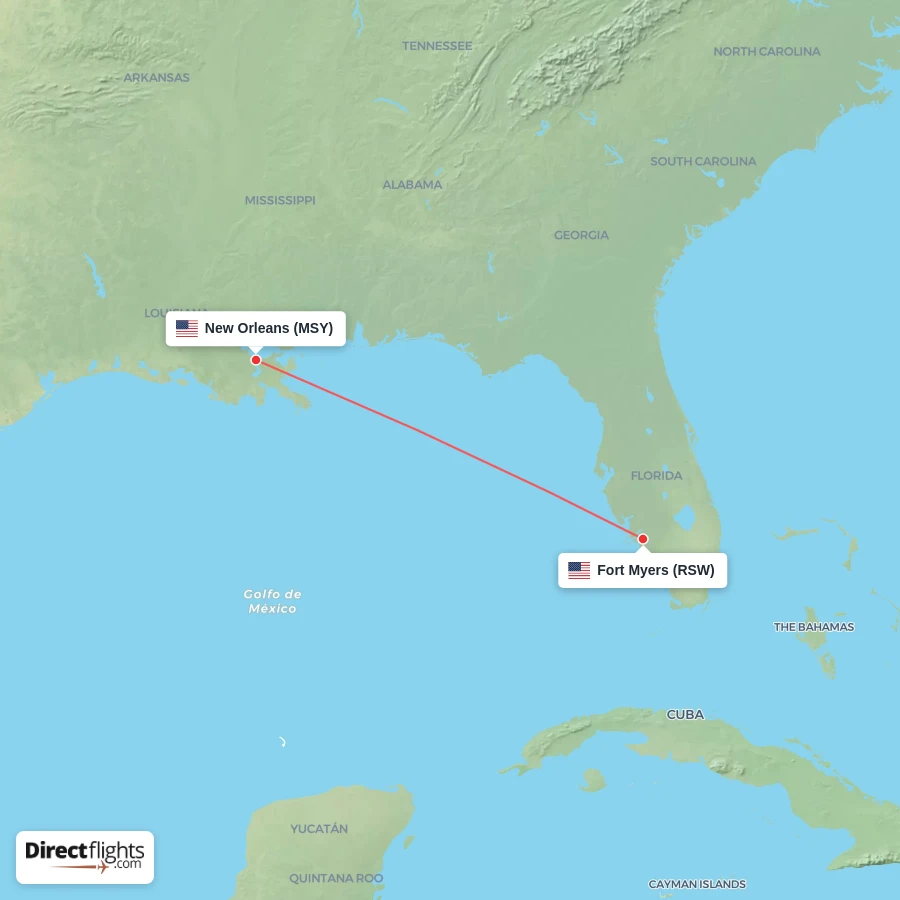 MSY - RSW route map