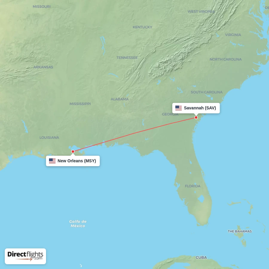 MSY - SAV route map