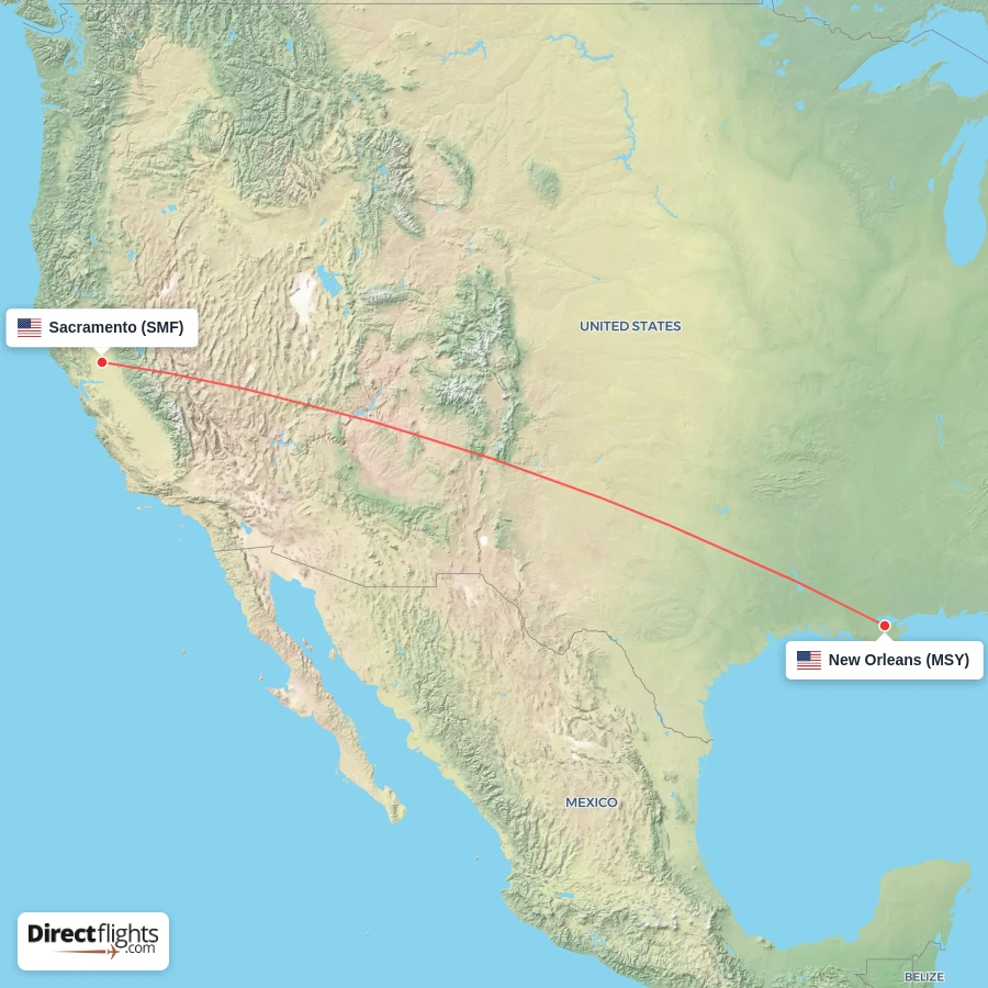 MSY - SMF route map