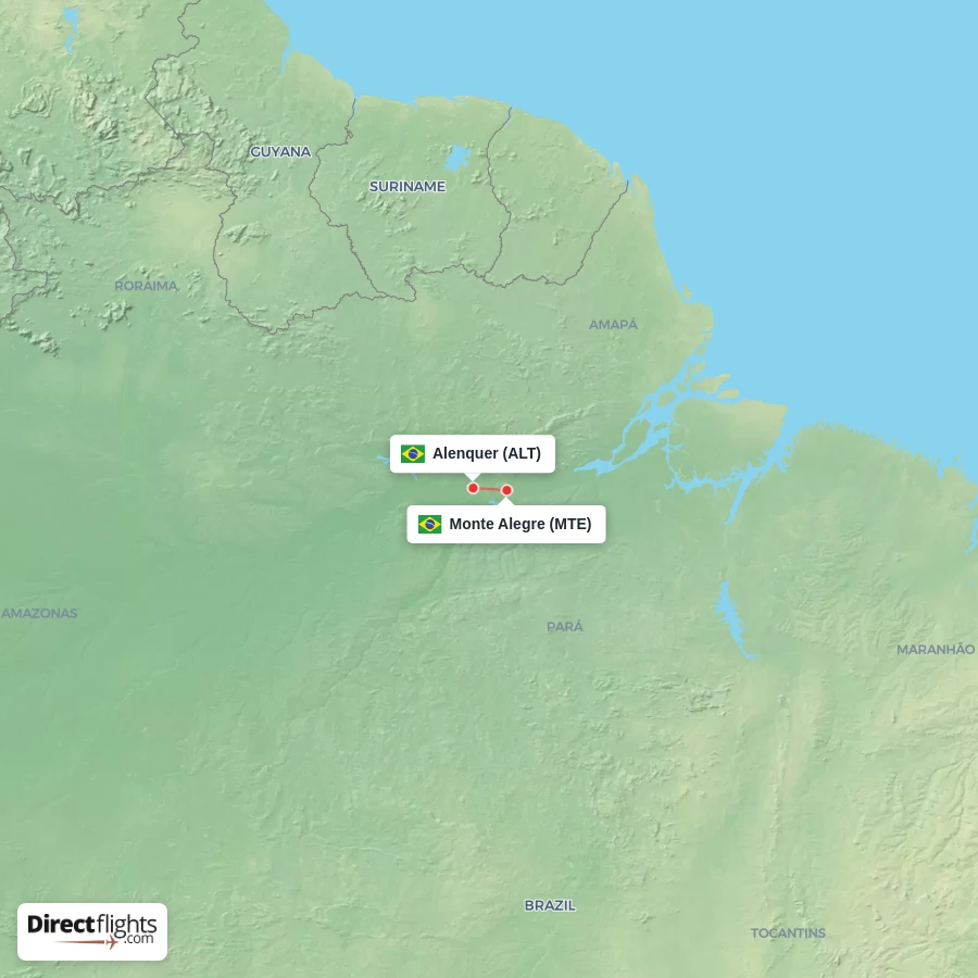 Direct flights from Monte Alegre to Alenquer (MTE-ALT) - Directflights.com