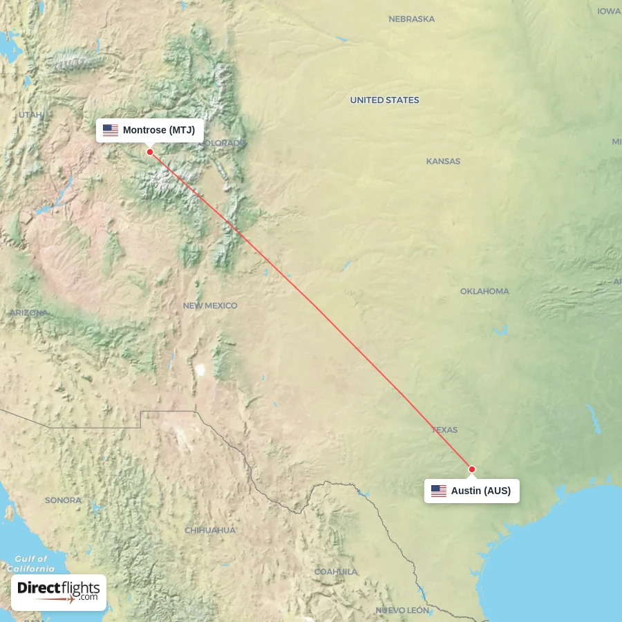 MTJ - AUS route map