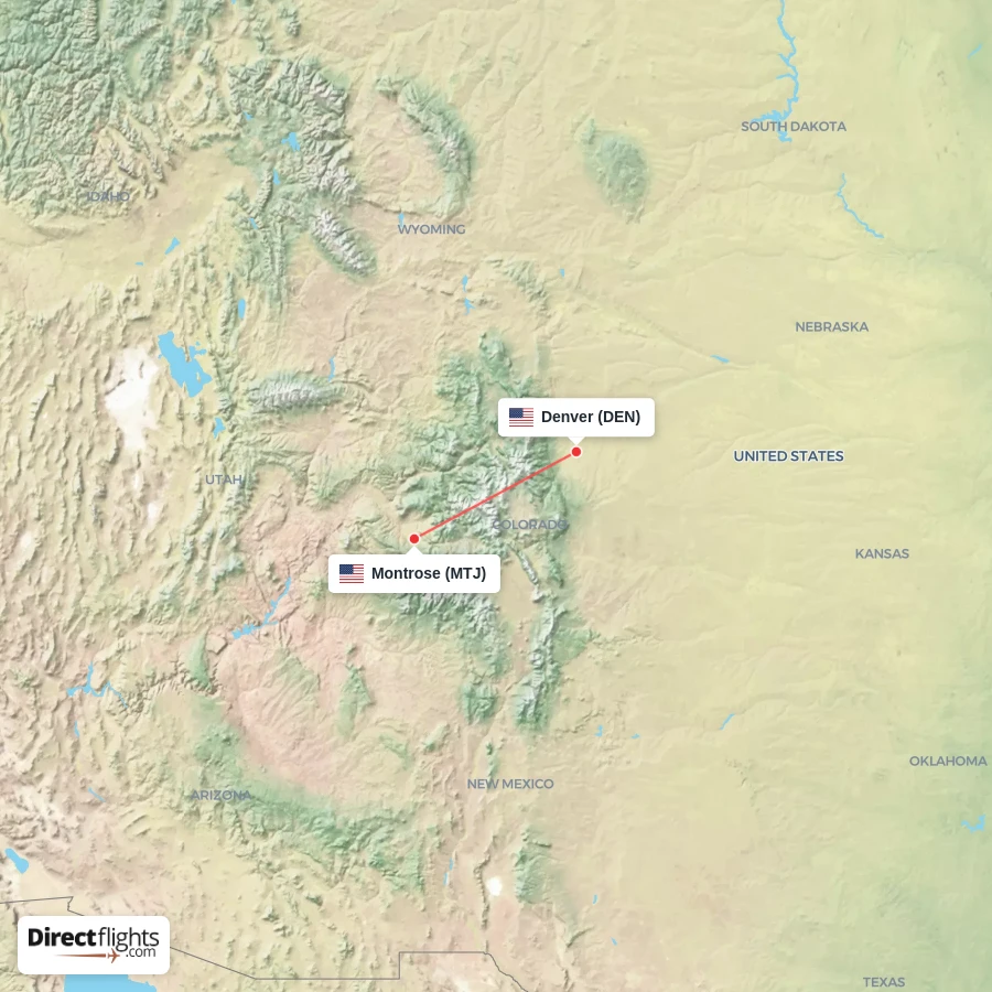 MTJ - DEN route map