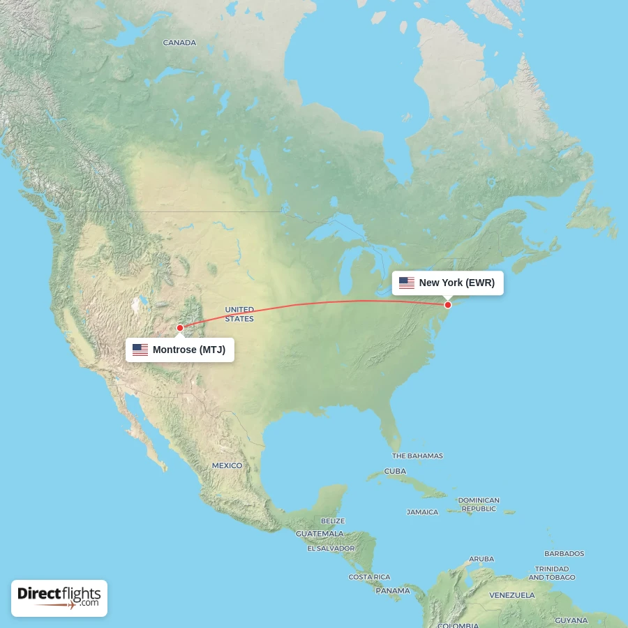 MTJ - EWR route map