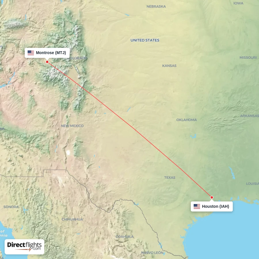 MTJ - IAH route map
