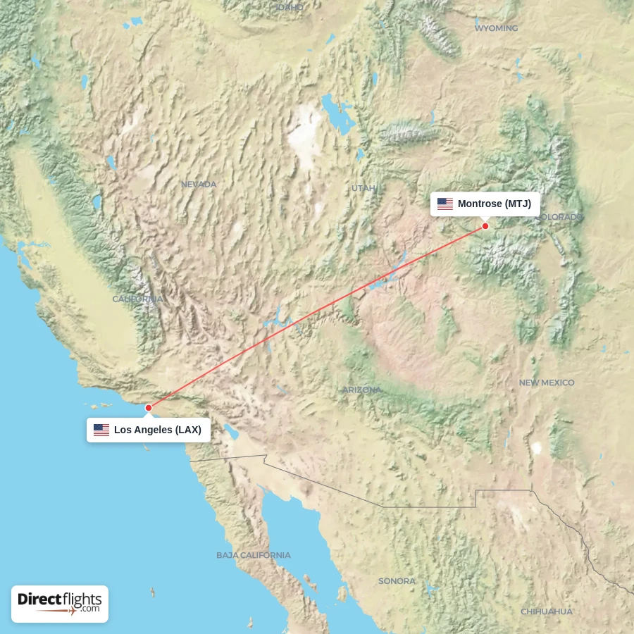 MTJ - LAX route map