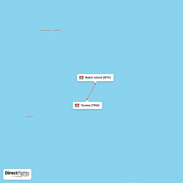 Makin Island - Tarawa direct flight map