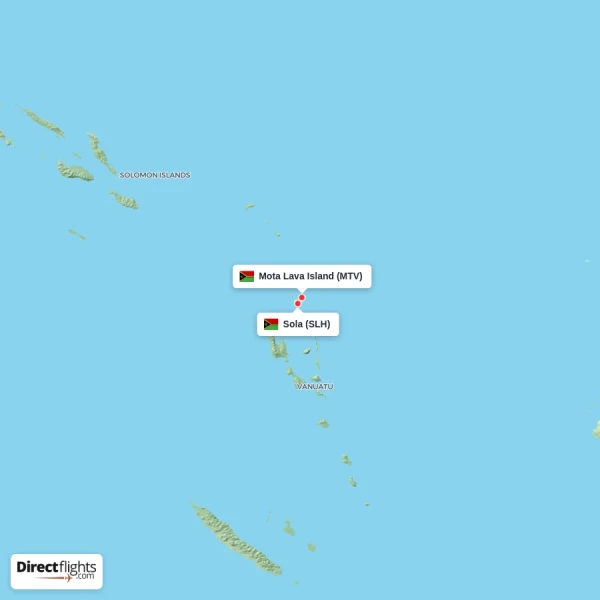 Mota Lava Island - Sola direct flight map