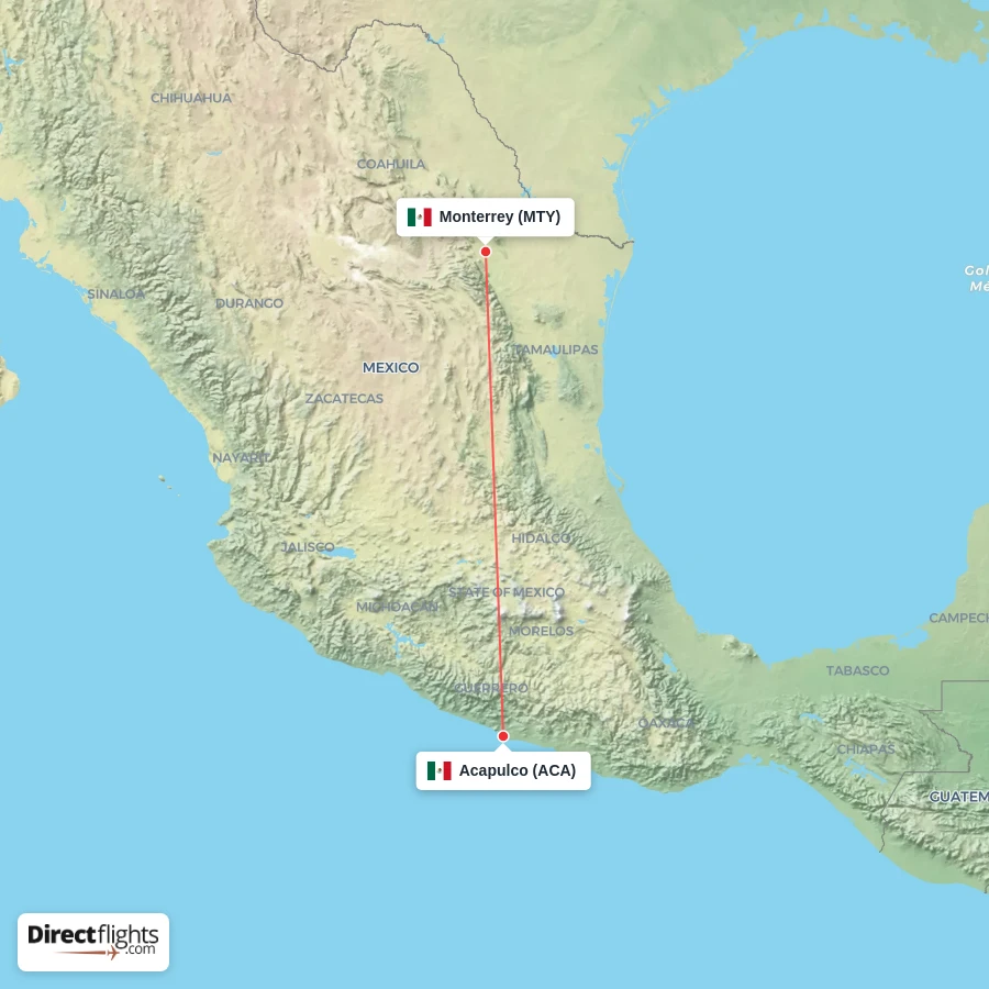 MTY - ACA route map