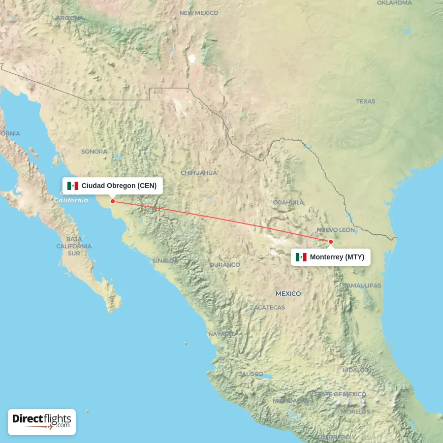 MTY - CEN route map
