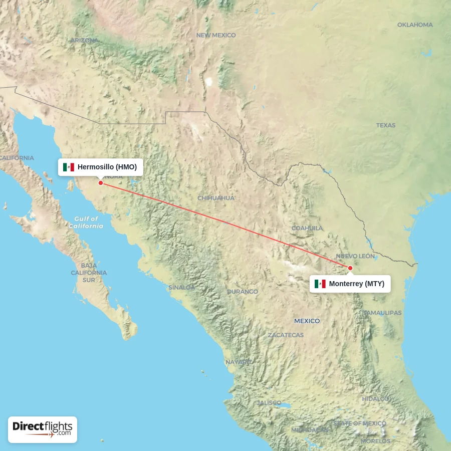 MTY - HMO route map