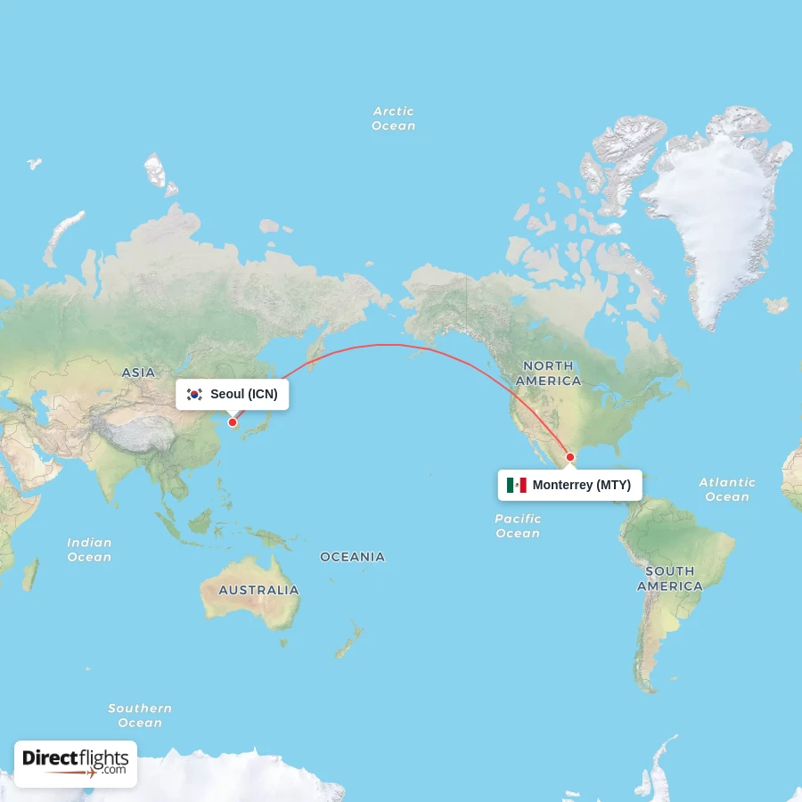 MTY - ICN route map