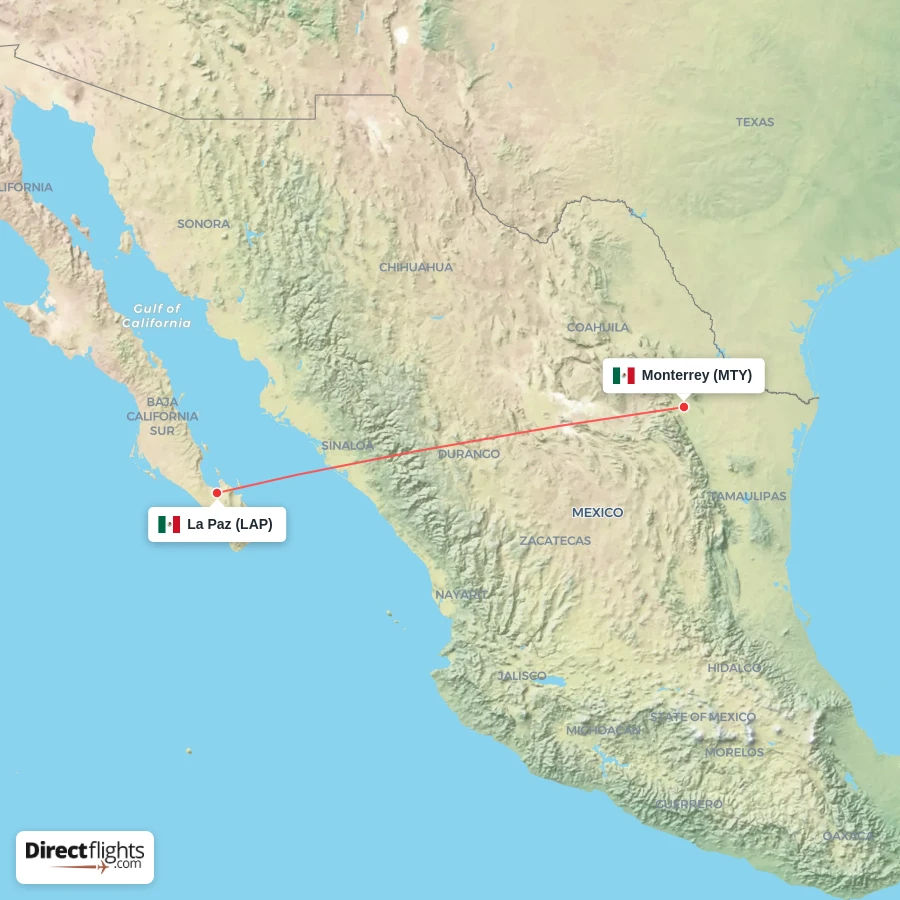 MTY - LAP route map