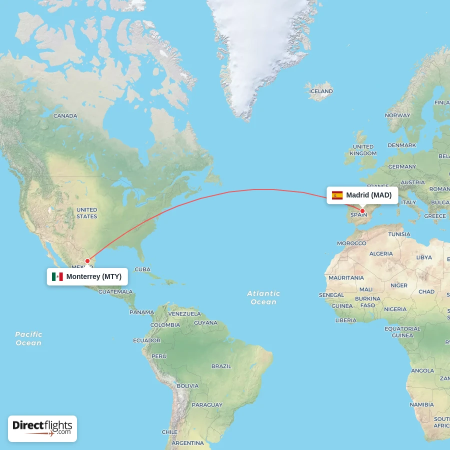 MTY - MAD route map