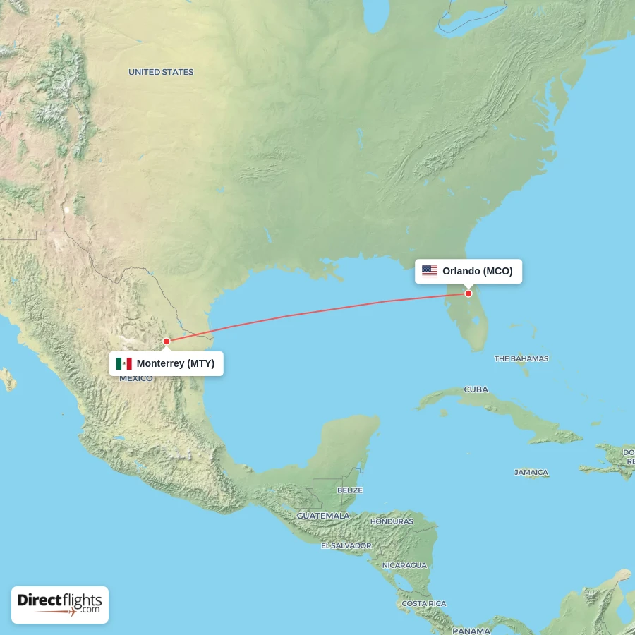 MTY - MCO route map