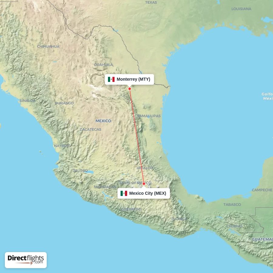 MTY - MEX route map