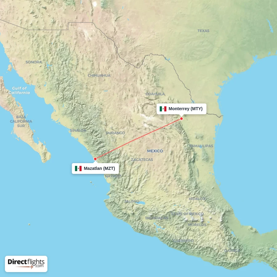 MTY - MZT route map