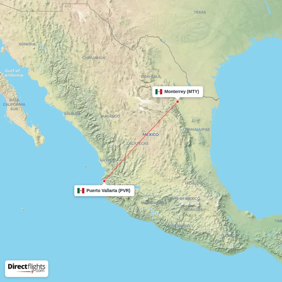 MTY - PVR route map