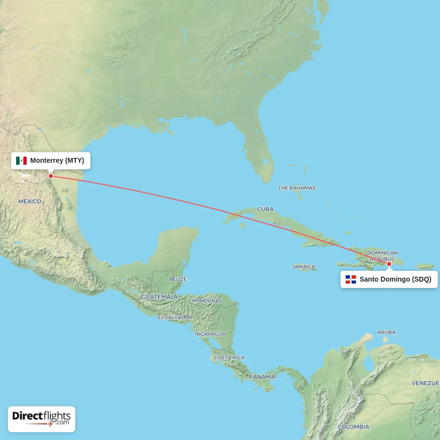 MTY - SDQ route map