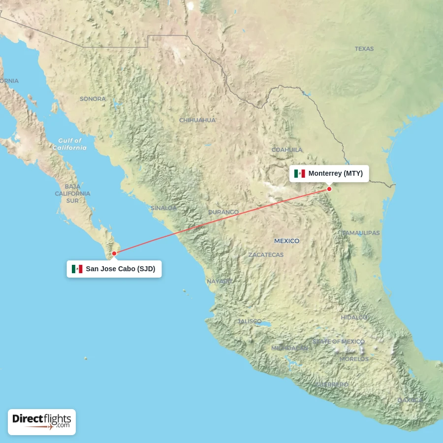 MTY - SJD route map