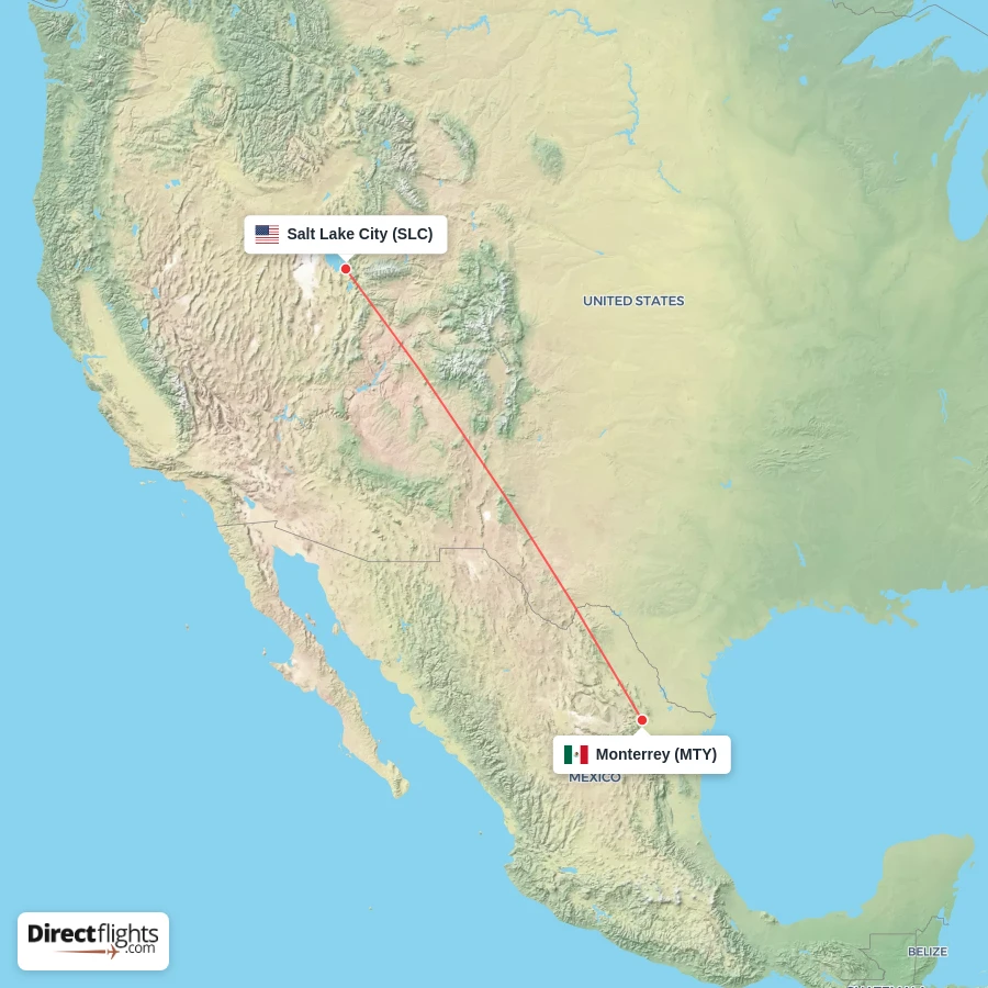 MTY - SLC route map