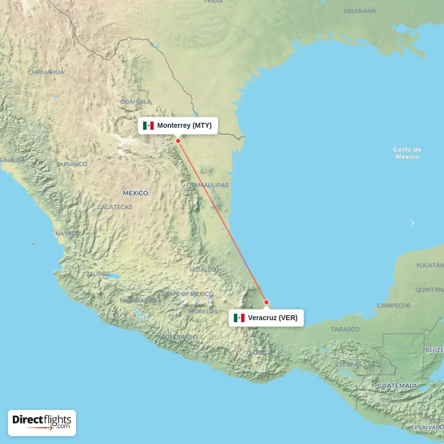 MTY - VER route map
