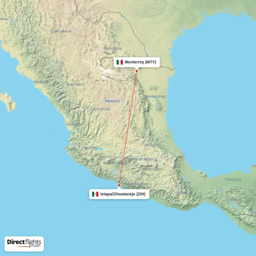 MTY - ZIH route map