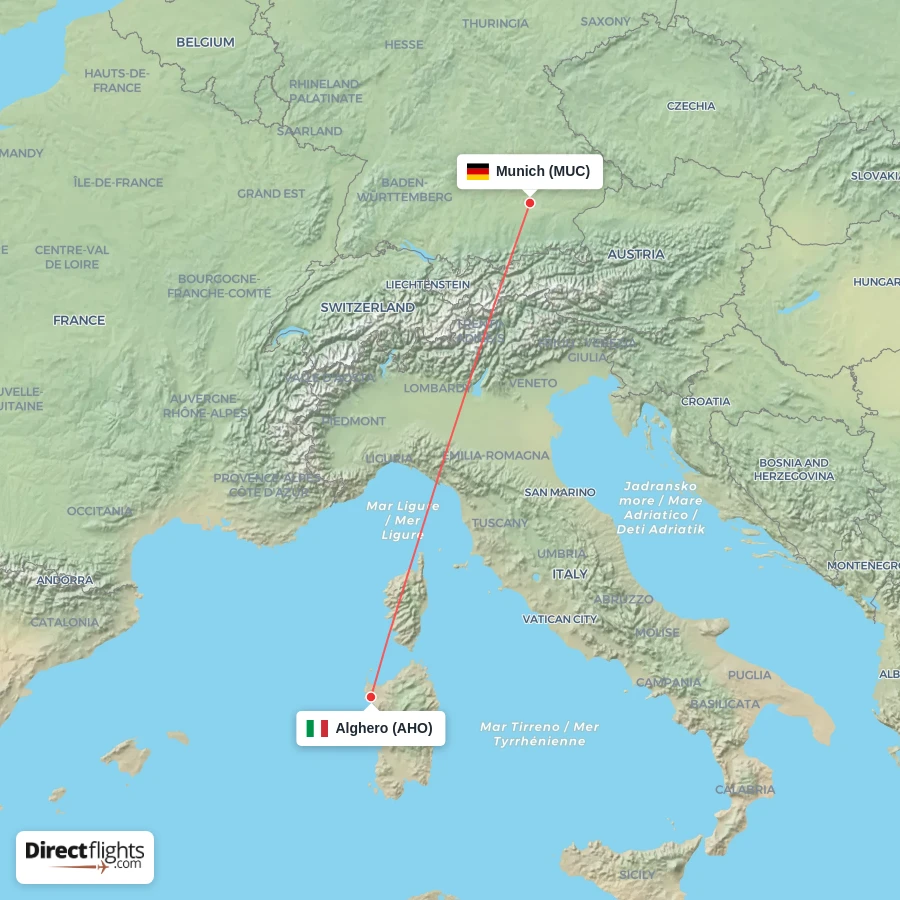 MUC - AHO route map