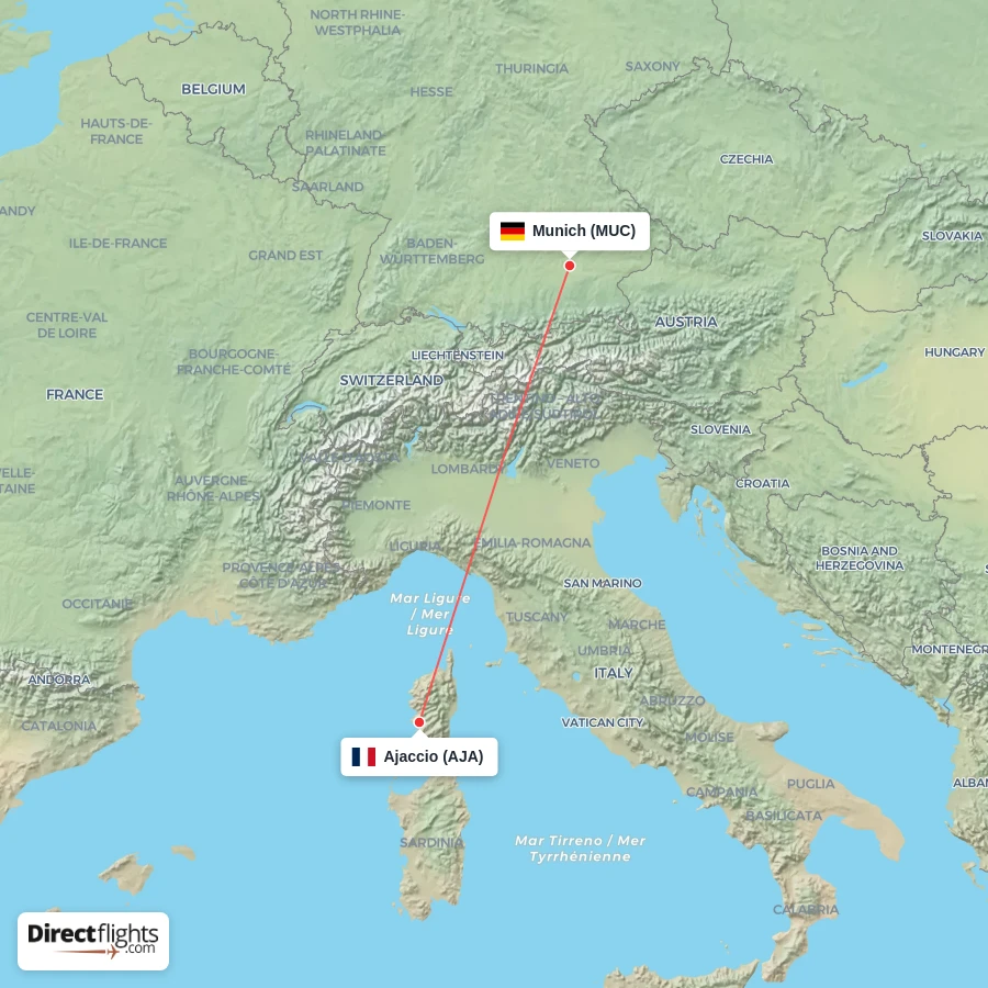 MUC - AJA route map