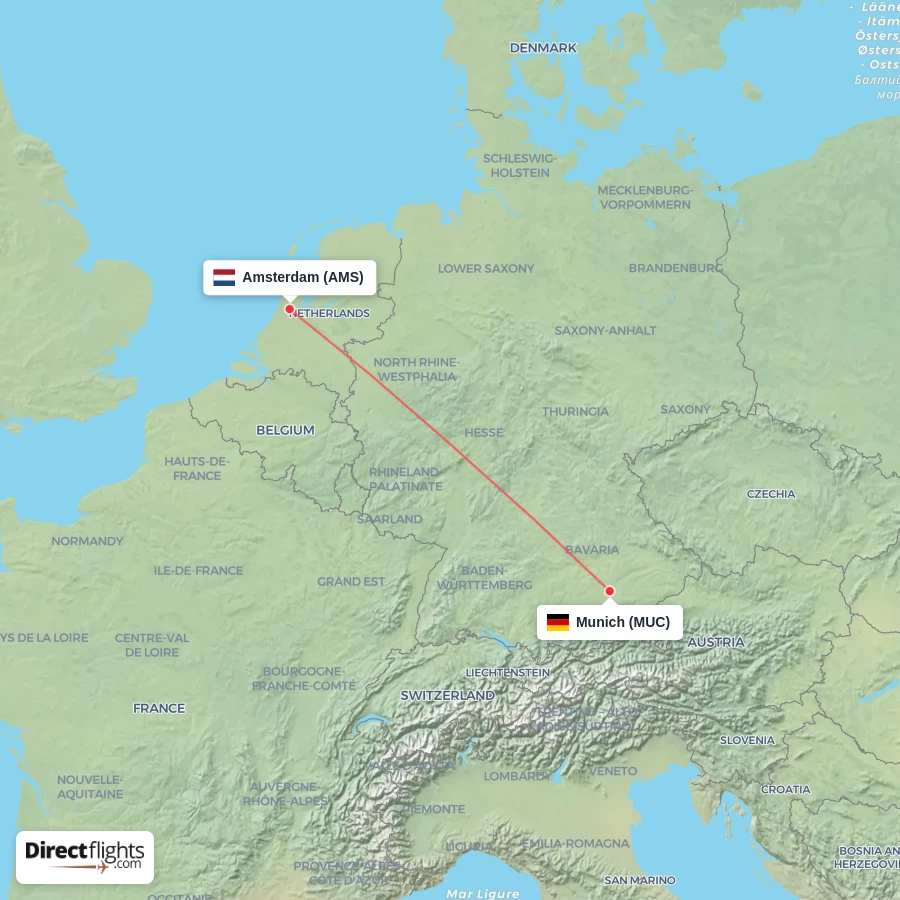 MUC - AMS route map