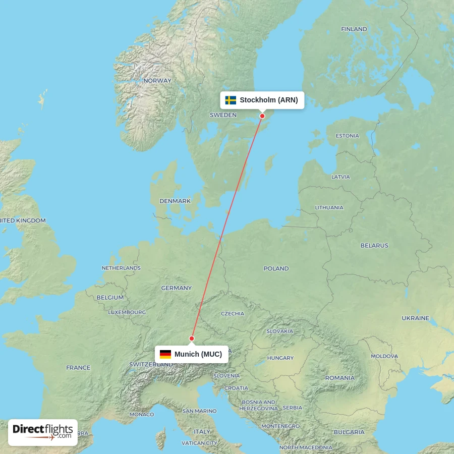 MUC - ARN route map