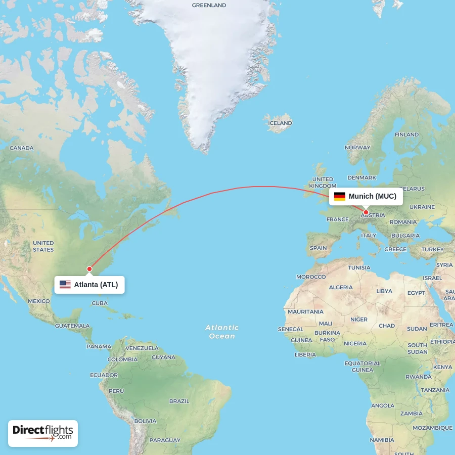 MUC - ATL route map