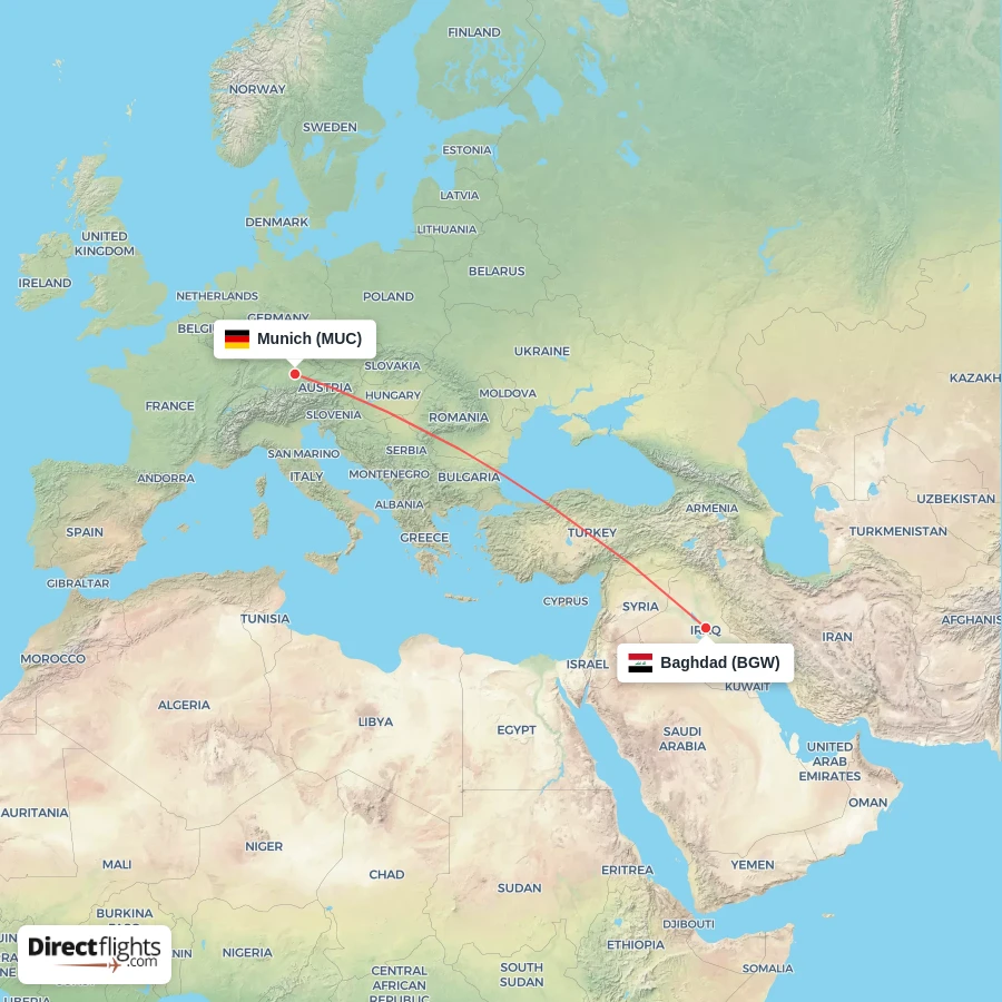 MUC - BGW route map