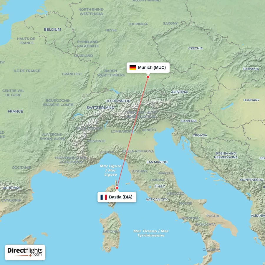MUC - BIA route map