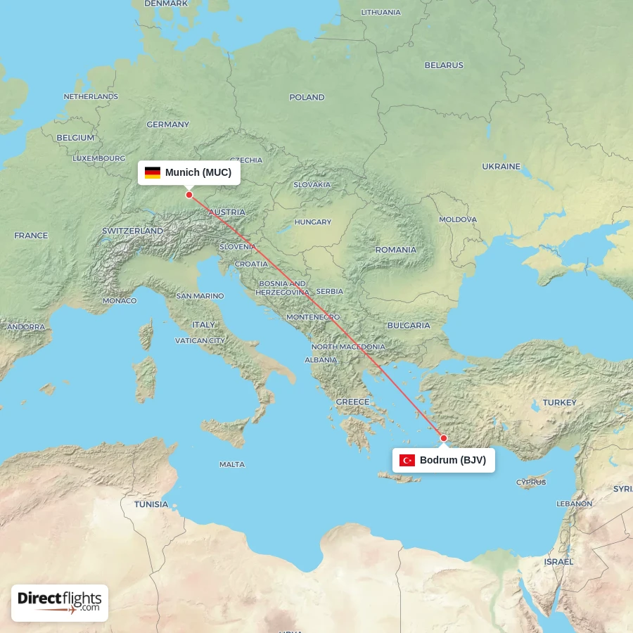 MUC - BJV route map