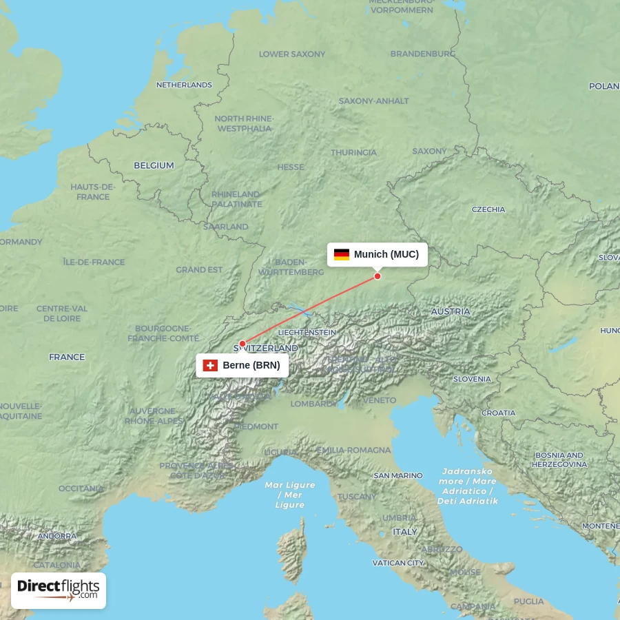 MUC - BRN route map