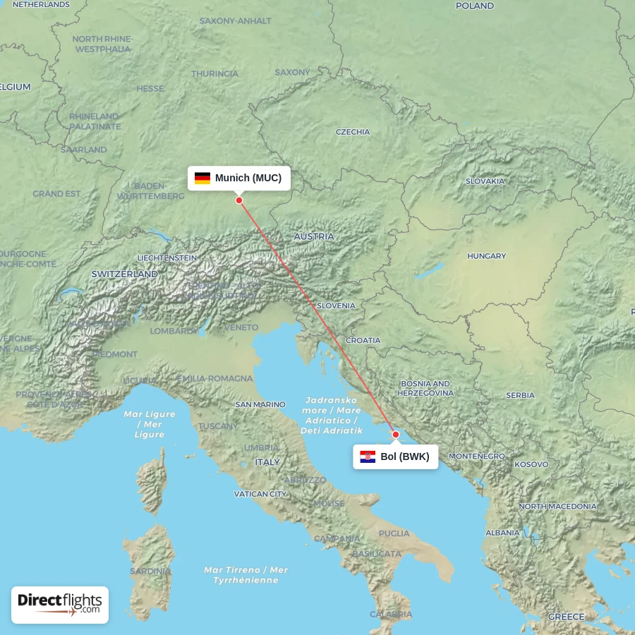 MUC - BWK route map