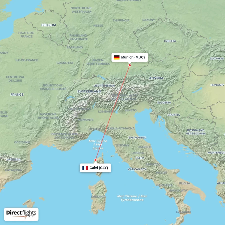 MUC - CLY route map
