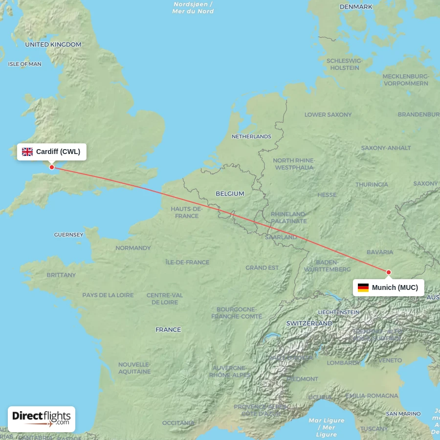 MUC - CWL route map