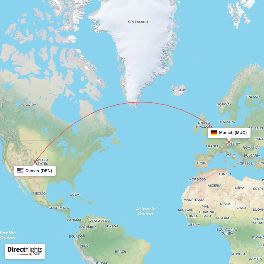 MUC - DEN route map