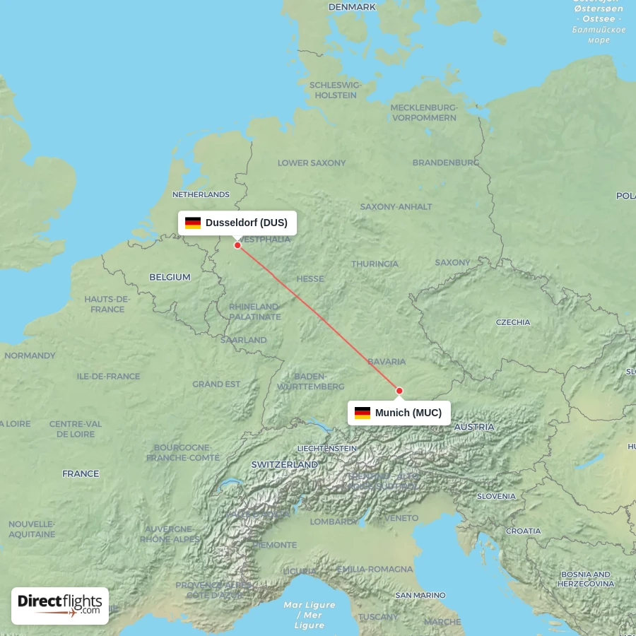 MUC - DUS route map