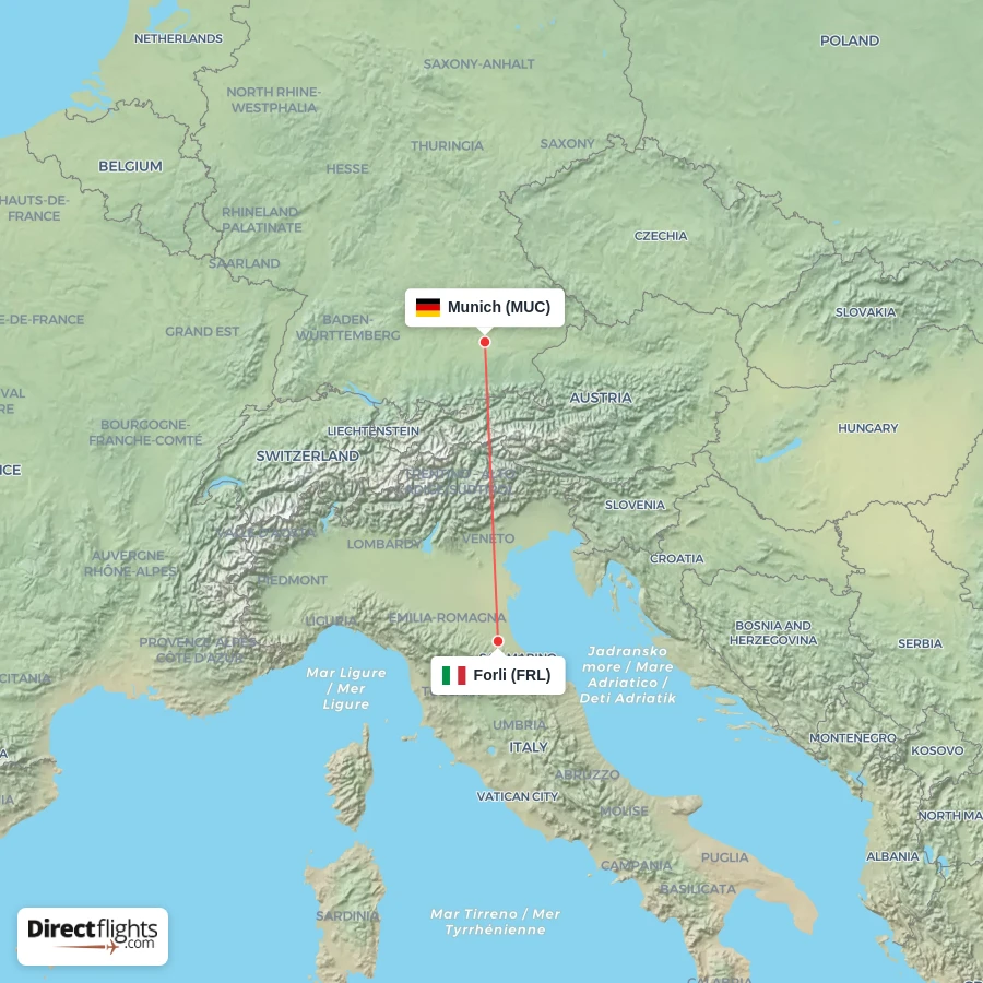 MUC - FRL route map