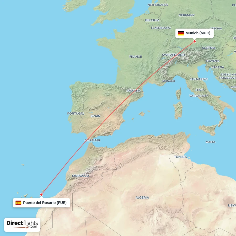 MUC - FUE route map