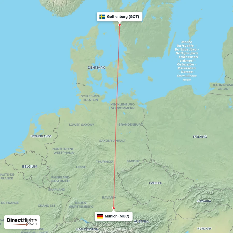 MUC - GOT route map
