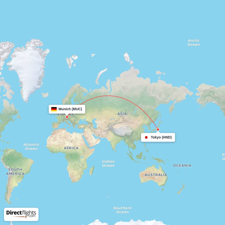 MUC - HND route map