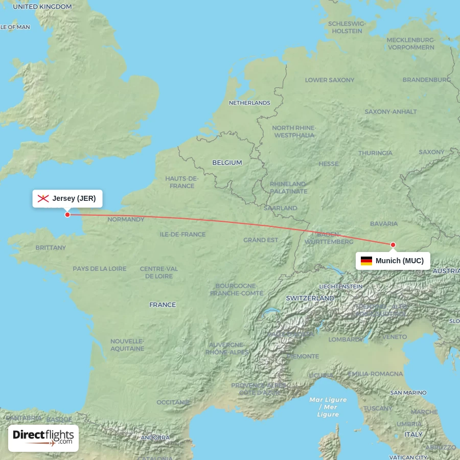 MUC - JER route map
