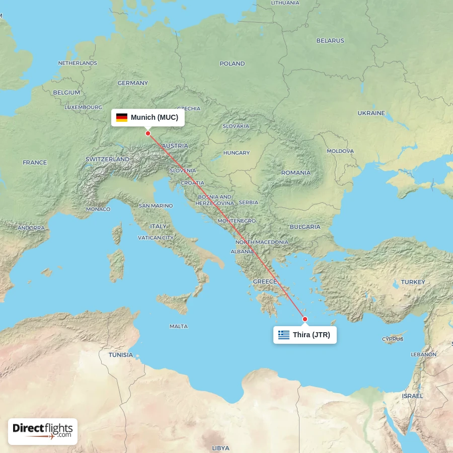 MUC - JTR route map